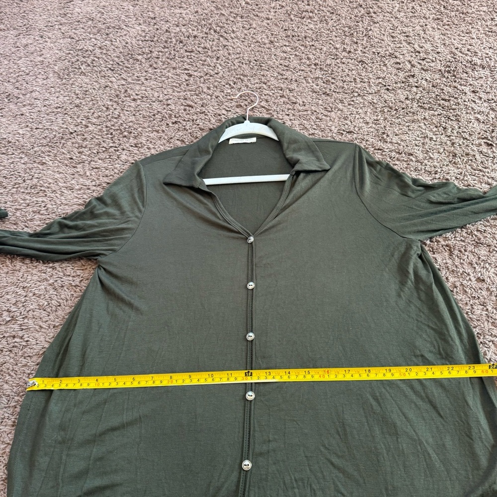 Flamingo Urban Olive Green Tunic Top Blouse High Low Hi Low Army Knit Size M - Picture 10 of 10